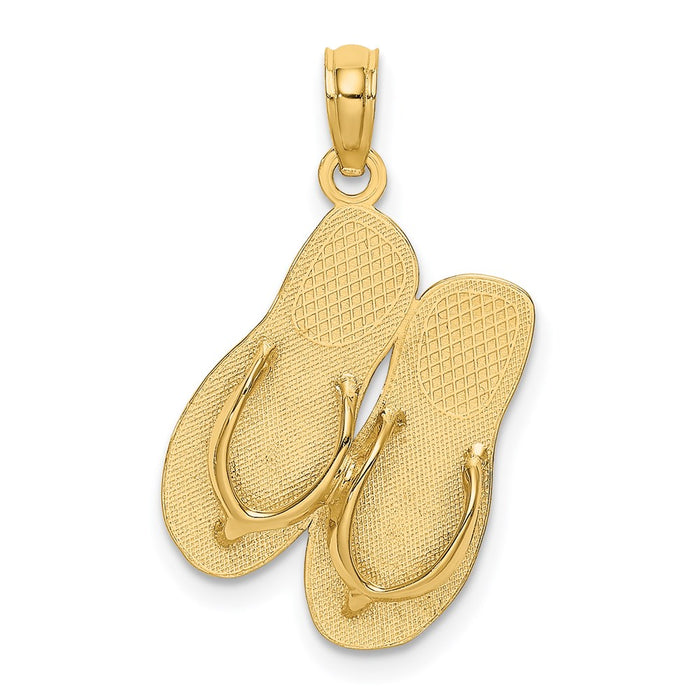 Million Charms 14K Yellow Gold Themed Large Sea Isle Hp Double Flip-Flop Charm