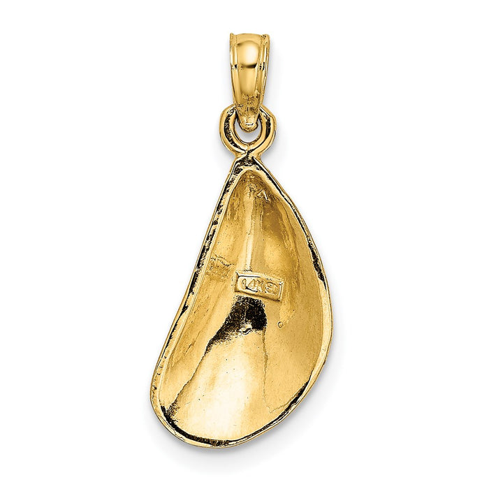 Million Charms 14K Yellow Gold Themed 2-D Polished Mussel Shell Charm