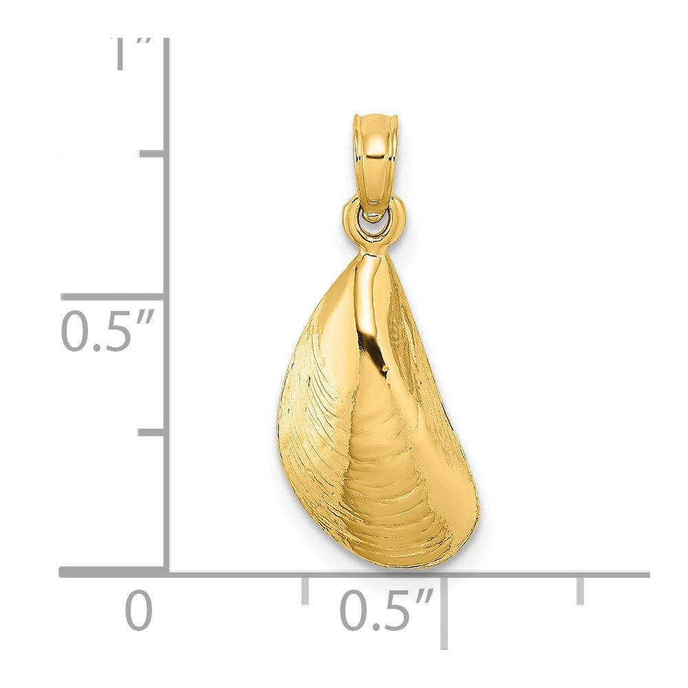Million Charms 14K Yellow Gold Themed 2-D Polished Mussel Shell Charm