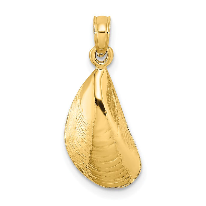Million Charms 14K Yellow Gold Themed 2-D Polished Mussel Shell Charm
