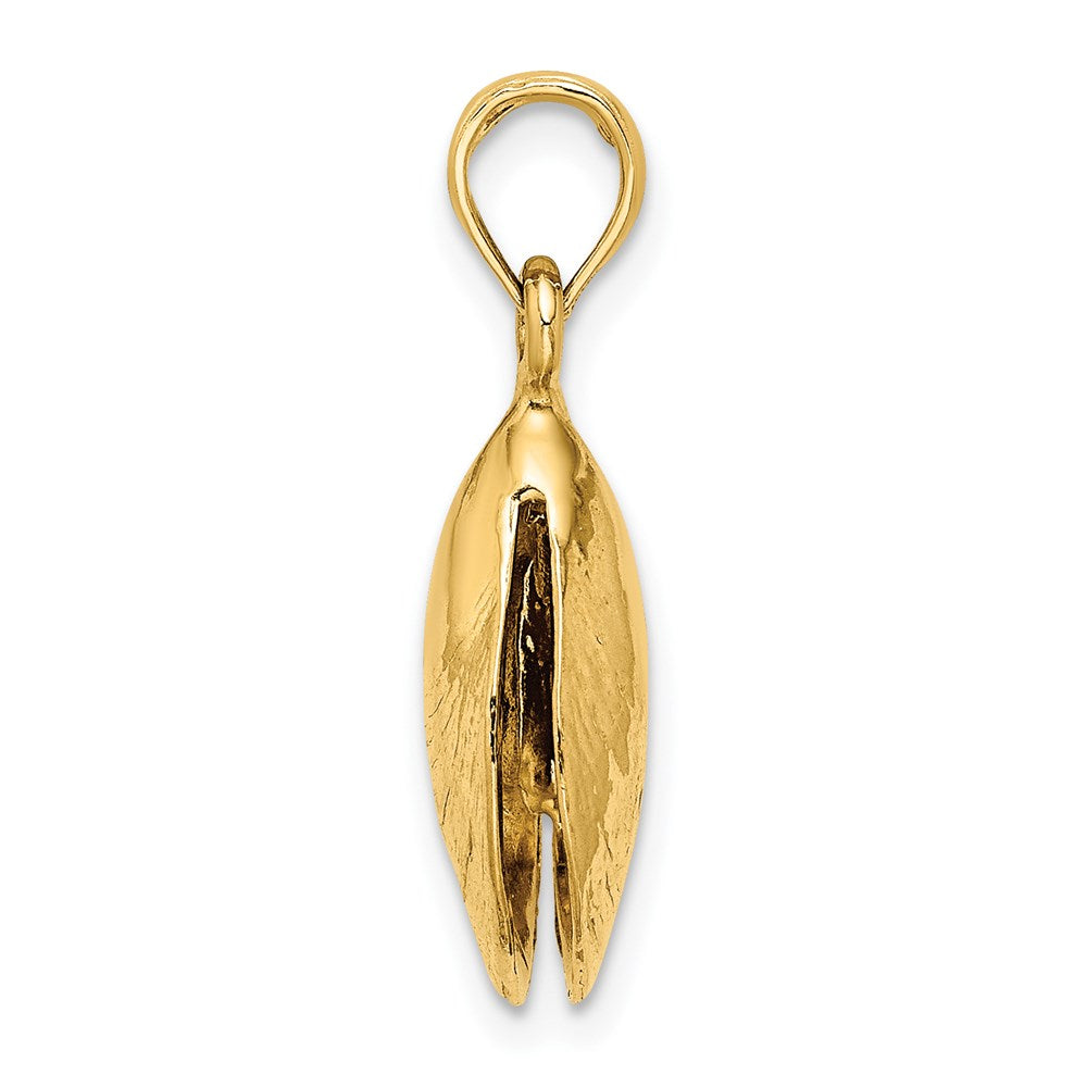 Million Charms 14K Yellow Gold Themed 3-D Polished Mussel Shell Charm