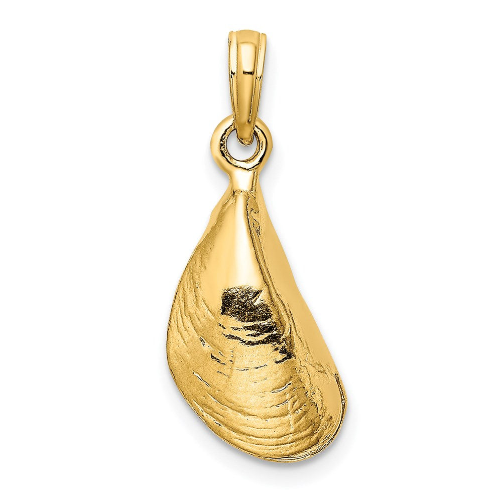 Million Charms 14K Yellow Gold Themed 3-D Polished Mussel Shell Charm