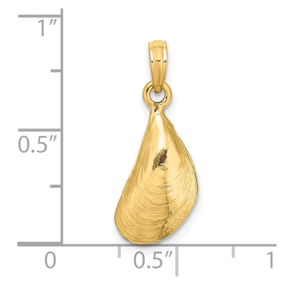Million Charms 14K Yellow Gold Themed 3-D Polished Mussel Shell Charm
