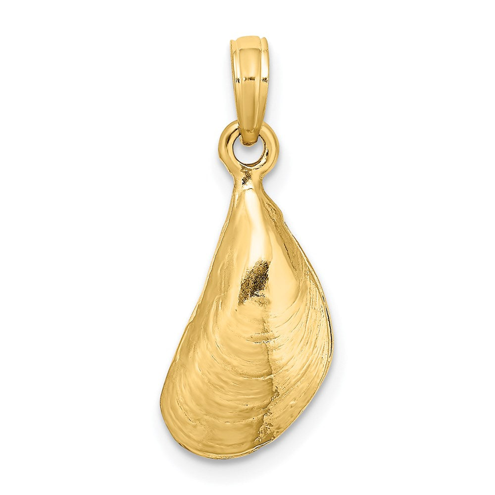 Million Charms 14K Yellow Gold Themed 3-D Polished Mussel Shell Charm