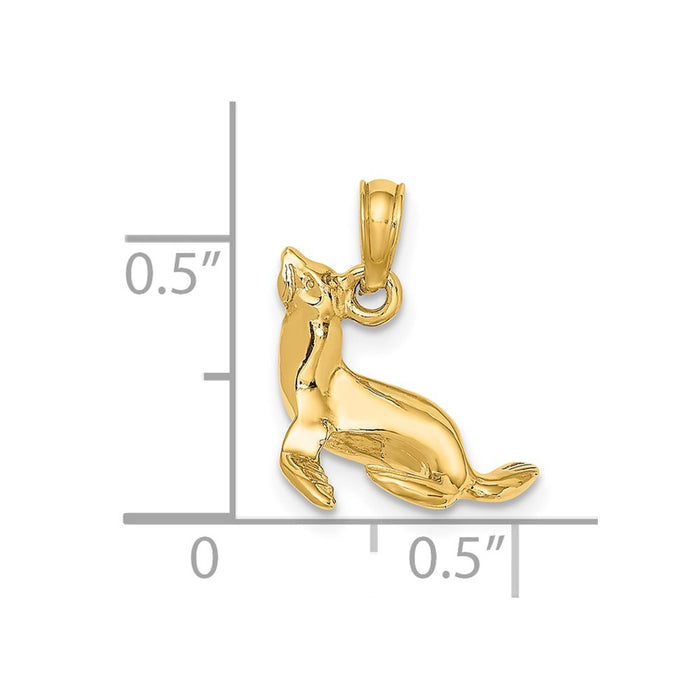 Million Charms 14K Yellow Gold Themed 3-D Polished Seal Charm