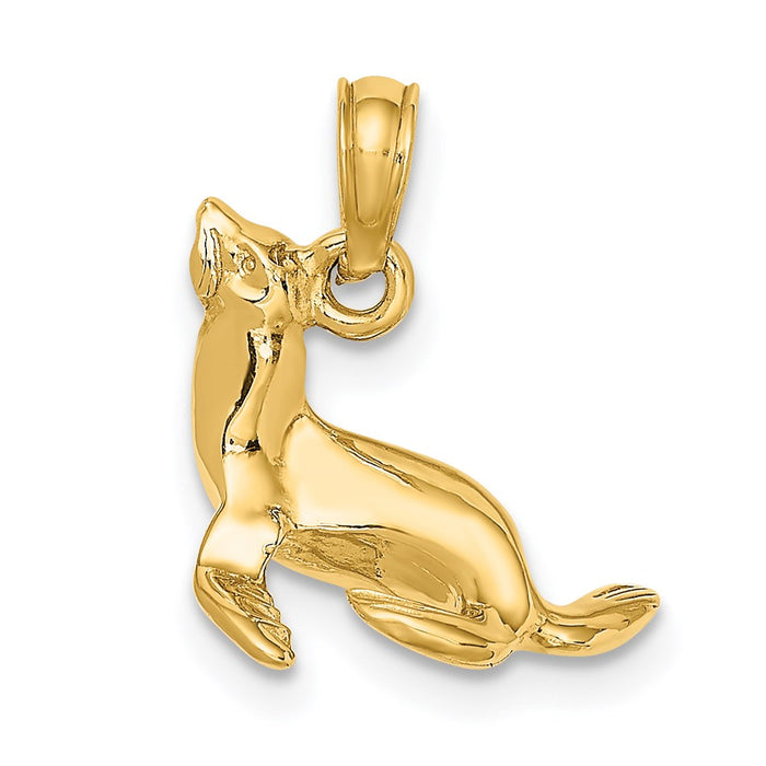 Million Charms 14K Yellow Gold Themed 3-D Polished Seal Charm