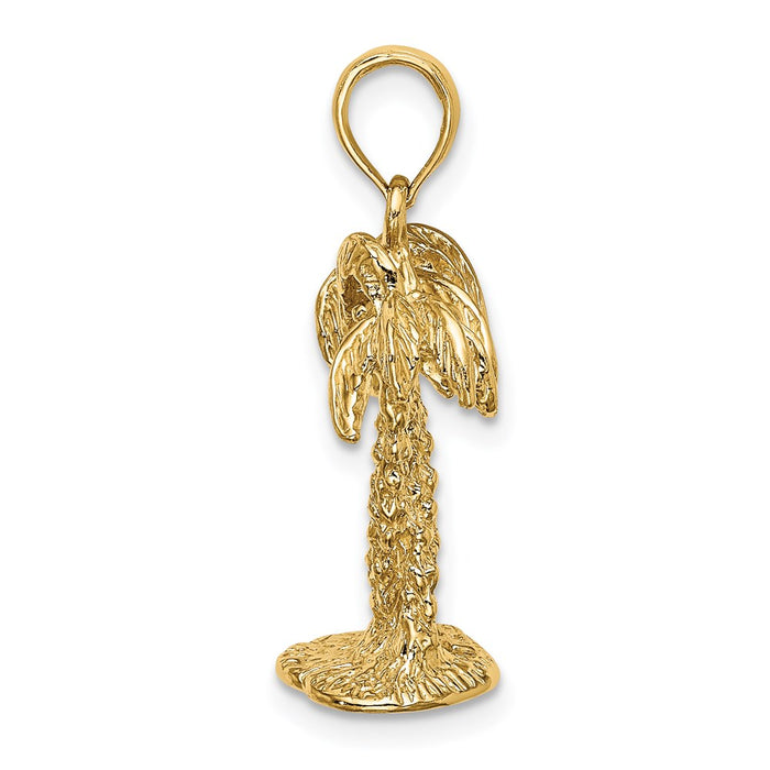 Million Charms 14K Yellow Gold Themed 3-D Textured Entwined Palm Trees Charm