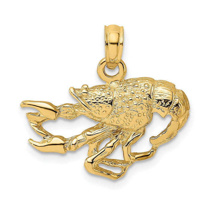 Million Charms 14K Yellow Gold Themed 2-D Textured Crawfish Charm