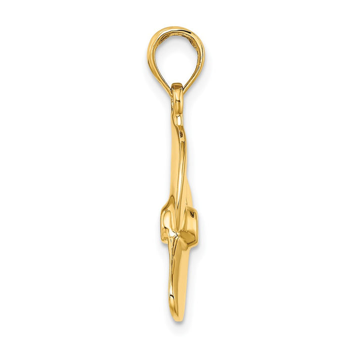 Million Charms 14K Yellow Gold Themed 3-D Polished Three Blade Propeller Charm