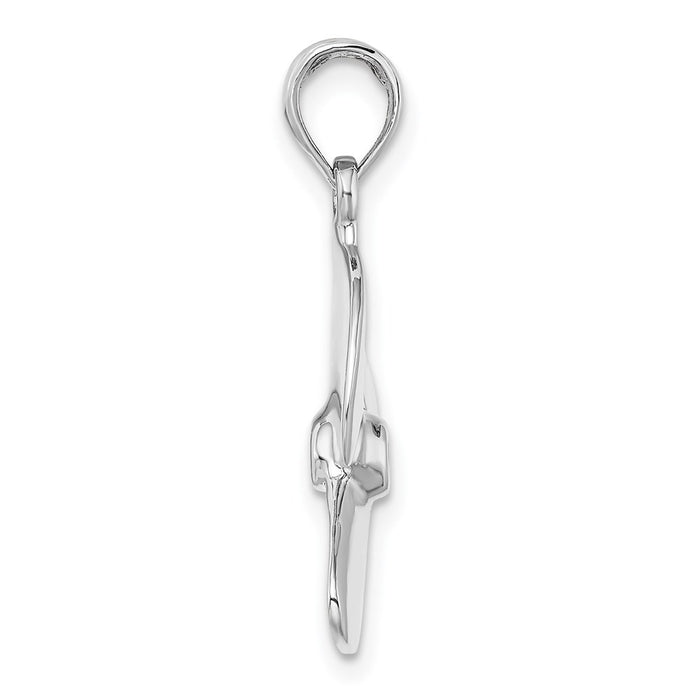 Million Charms 14K White Gold Themed 3-D Polished Three Blade Propeller Charm