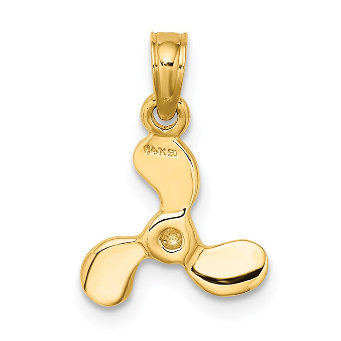 Million Charms 14K Yellow Gold Themed 3-D Polished Mini Three Blade Propeller Charm