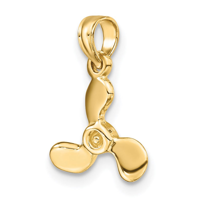 Million Charms 14K Yellow Gold Themed 3-D Polished Mini Three Blade Propeller Charm