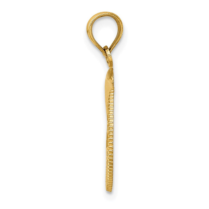 Million Charms 14K Yellow Gold Themed Cape May Disc With Dolphin Charm