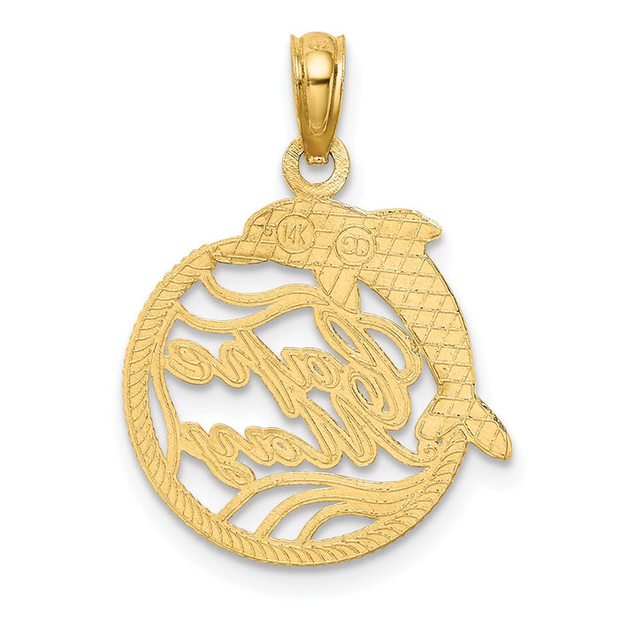 Million Charms 14K Yellow Gold Themed Cape May Disc With Dolphin Charm