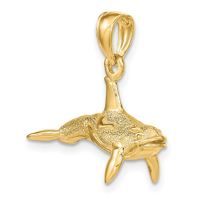 Million Charms 14K Yellow Gold Themed 3-D Textured Killer Whale Charm