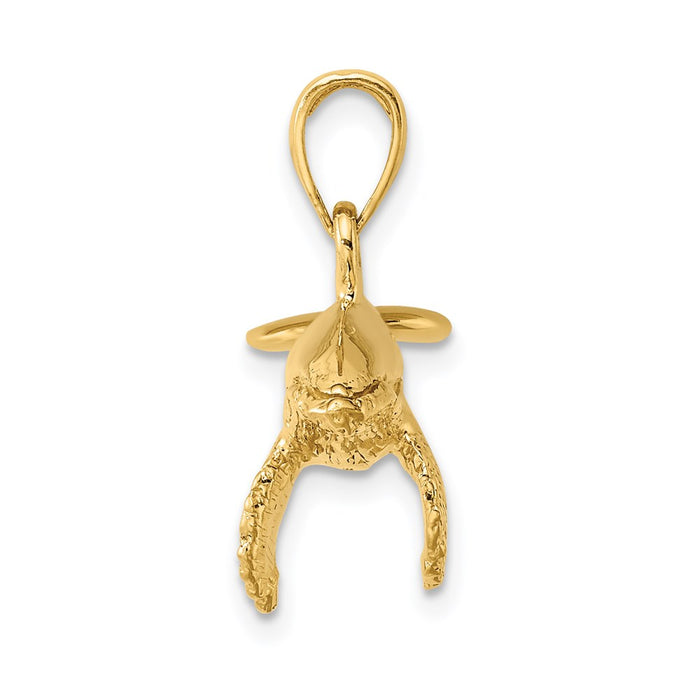 Million Charms 14K Yellow Gold Themed 3-D With Textured Underside Humpback Whale Charm