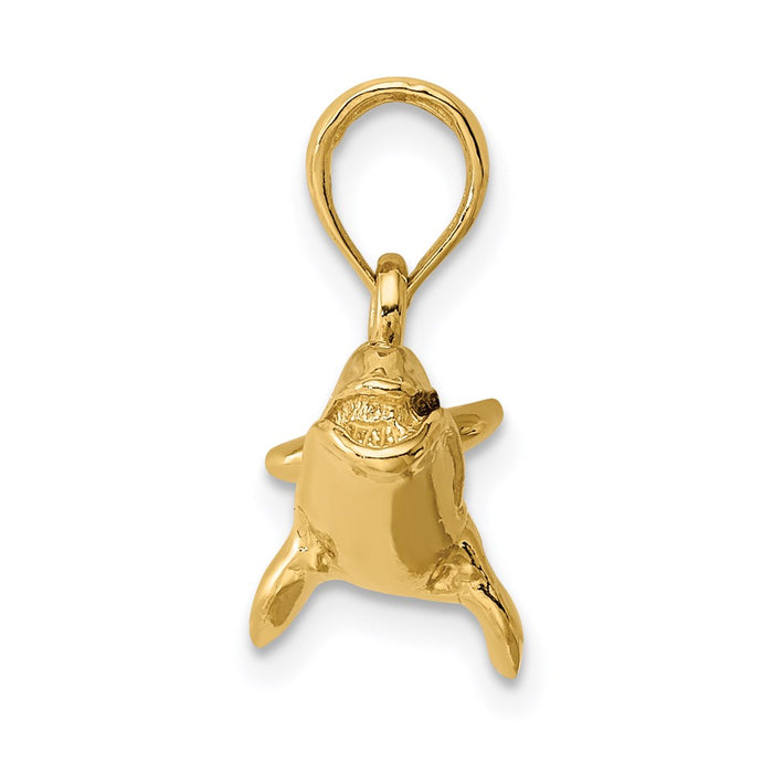 Million Charms 14K Yellow Gold Themed 3-D Polished Bowhead Whale Charm