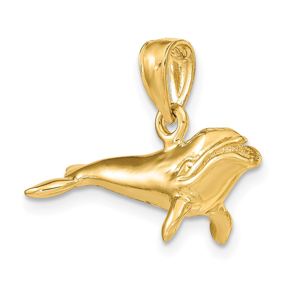 Million Charms 14K Yellow Gold Themed 3-D Polished Bowhead Whale Charm