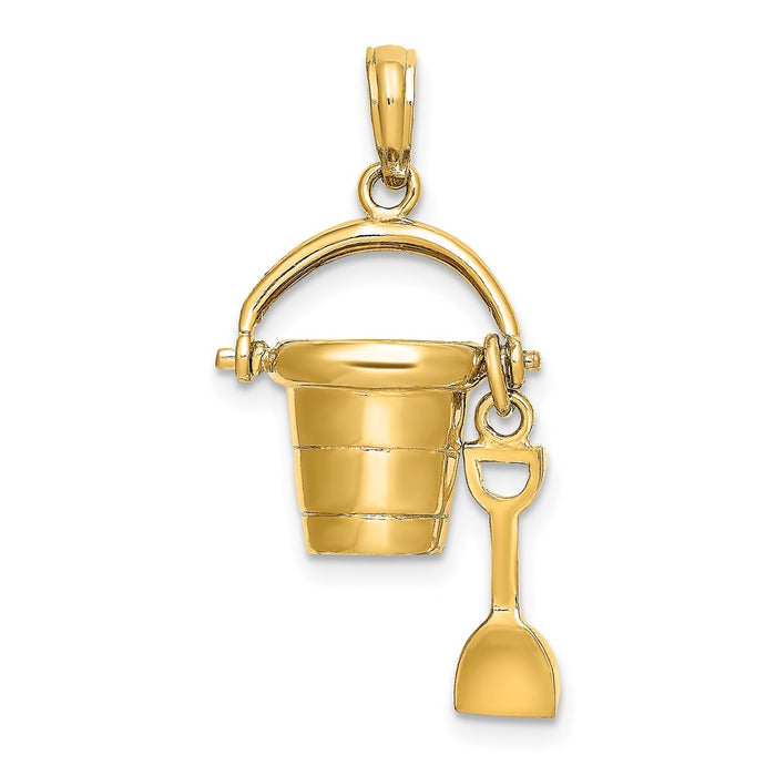 Million Charms 14K Yellow Gold Themed Myrtle Beach Bucket & Shovel Charm
