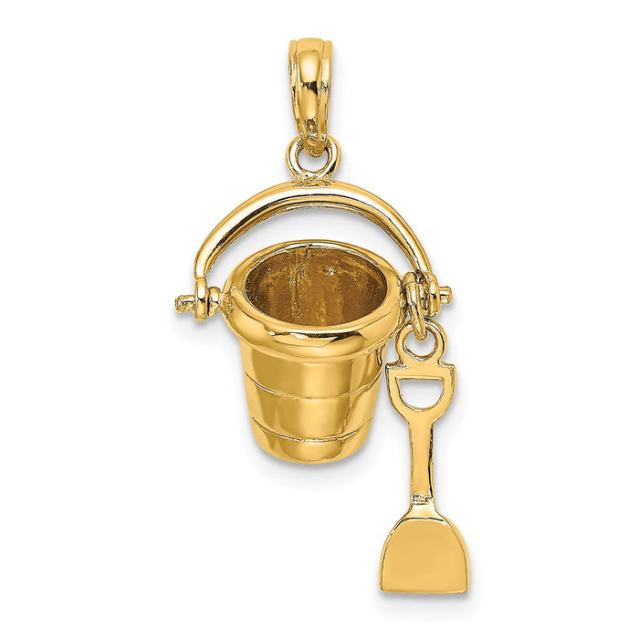 Million Charms 14K Yellow Gold Themed Myrtle Beach Bucket & Shovel Charm