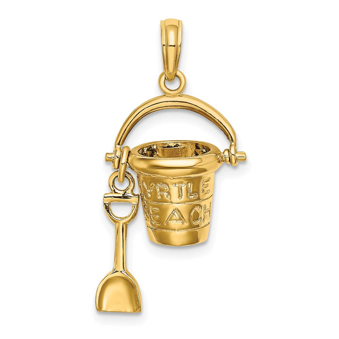 Million Charms 14K Yellow Gold Themed Myrtle Beach Bucket & Shovel Charm