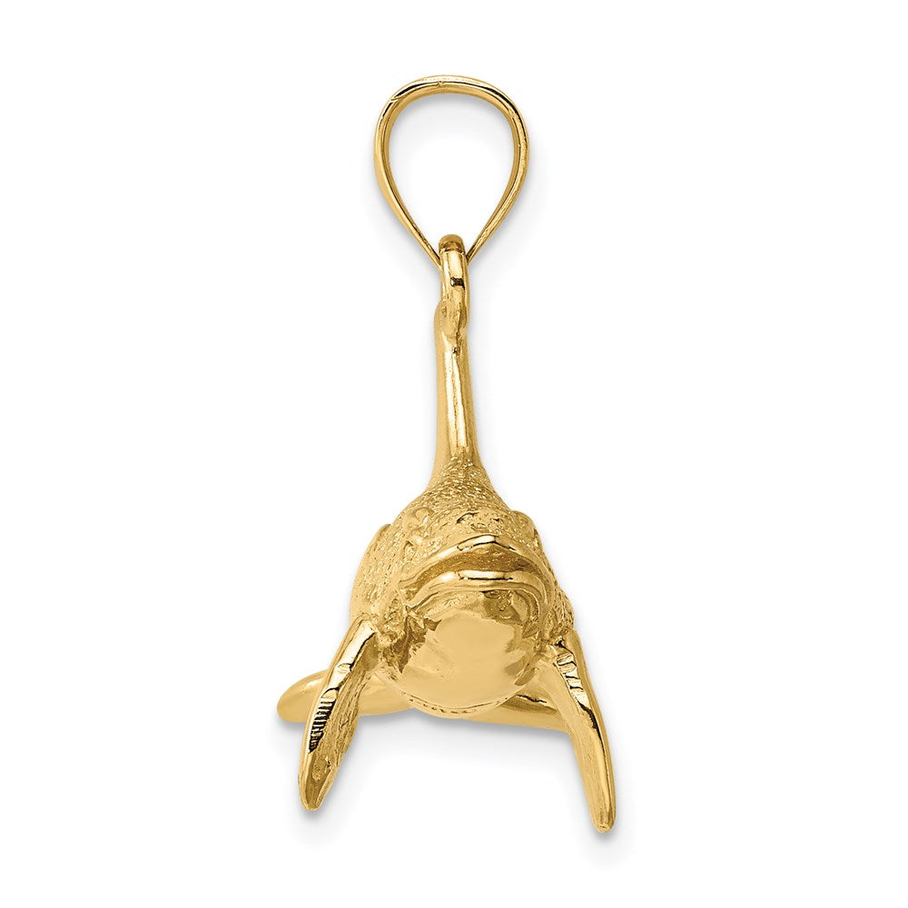 Million Charms 14K Yellow Gold Themed 3-D Textured Killer Whale Charm