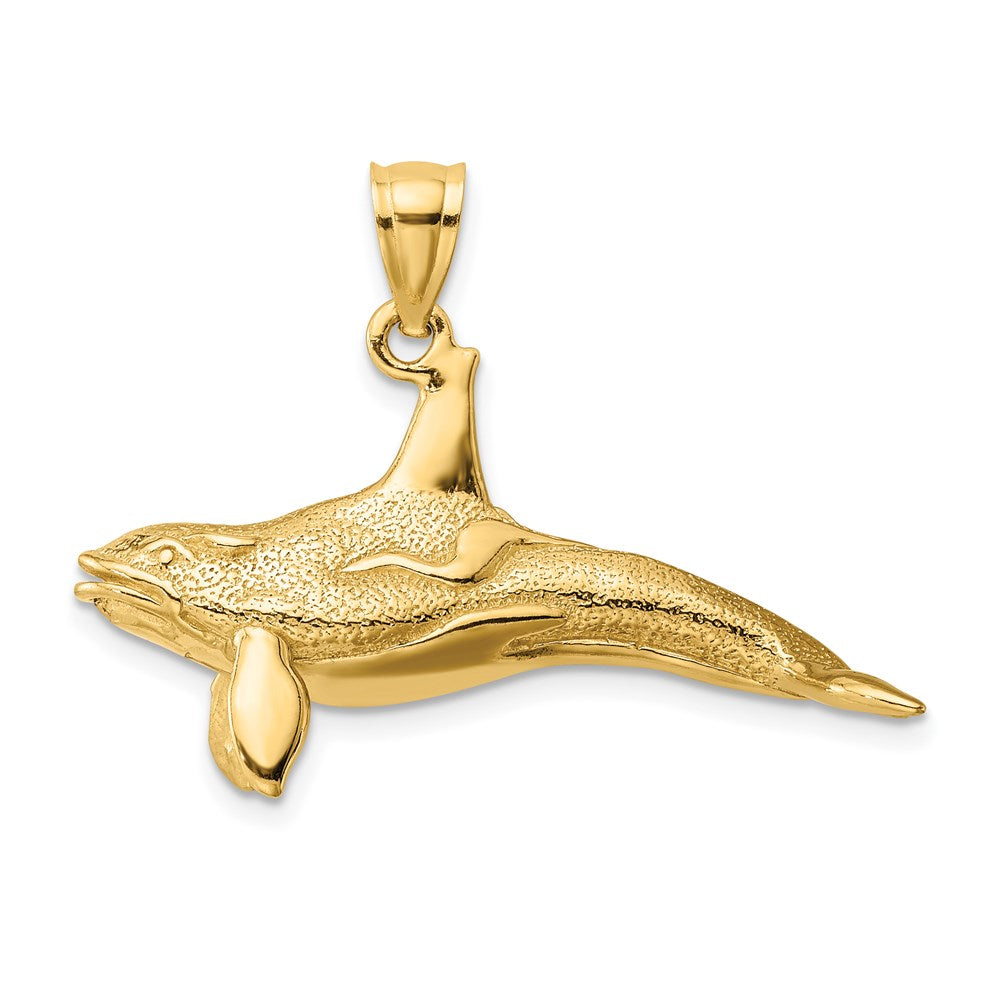 Million Charms 14K Yellow Gold Themed 3-D Textured Killer Whale Charm