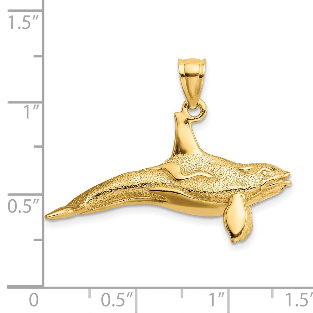 Million Charms 14K Yellow Gold Themed 3-D Textured Killer Whale Charm