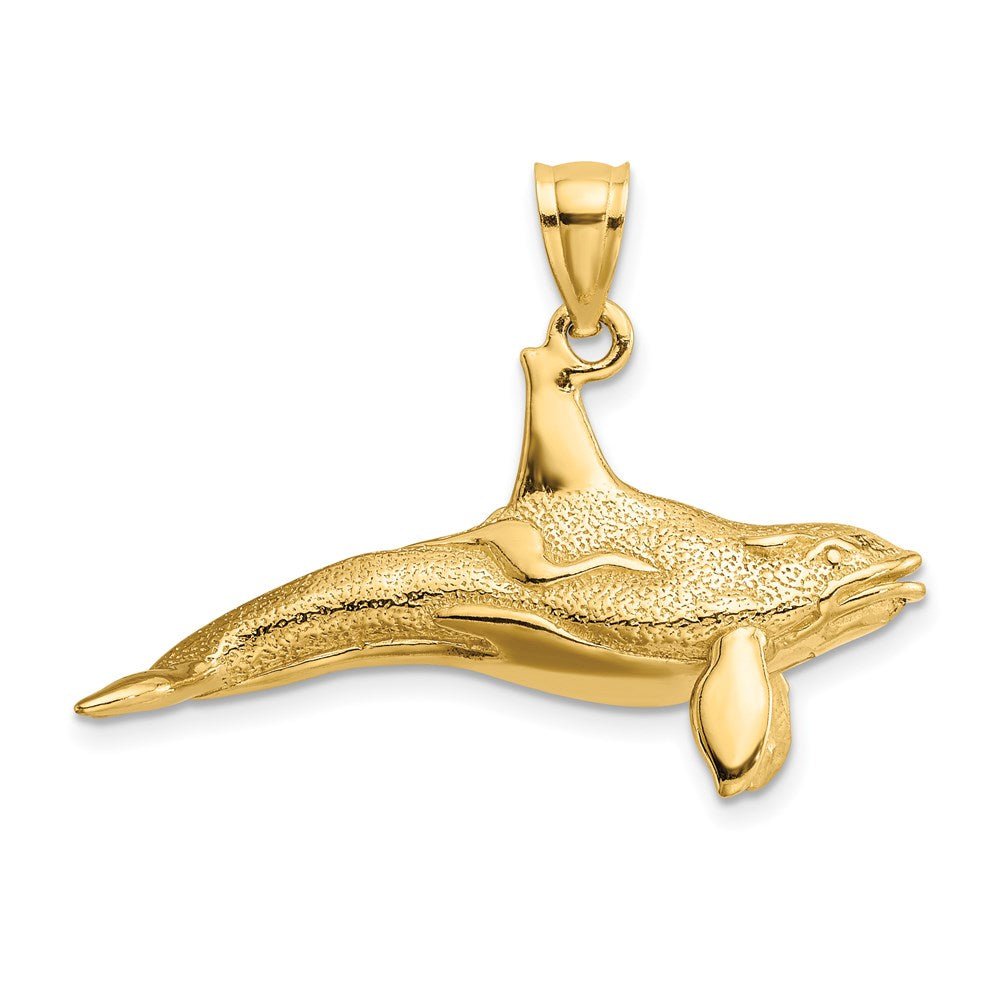 Million Charms 14K Yellow Gold Themed 3-D Textured Killer Whale Charm