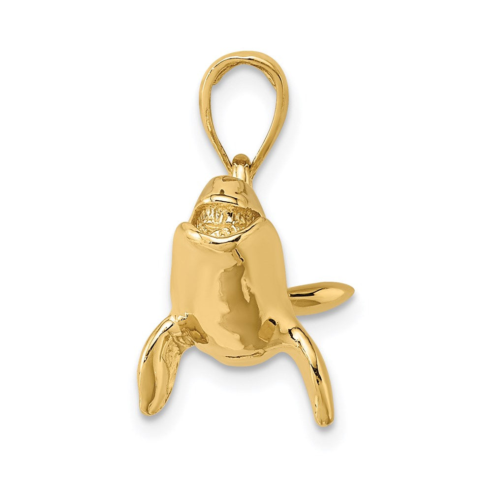 Million Charms 14K Yellow Gold Themed 3-D High Polished Bowhead Whale Charm