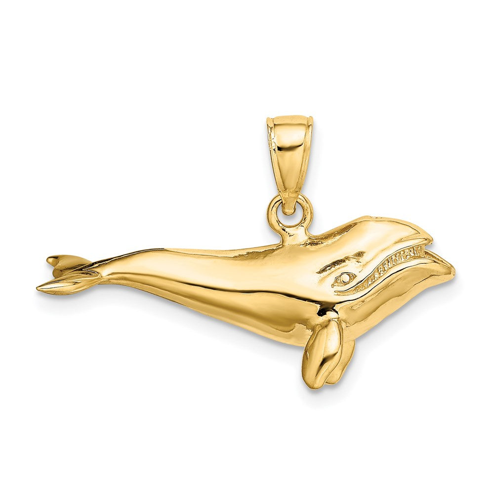 Million Charms 14K Yellow Gold Themed 3-D High Polished Bowhead Whale Charm