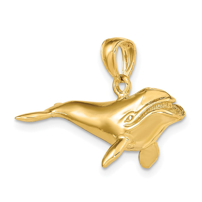 Million Charms 14K Yellow Gold Themed 3-D High Polished Bowhead Whale Charm