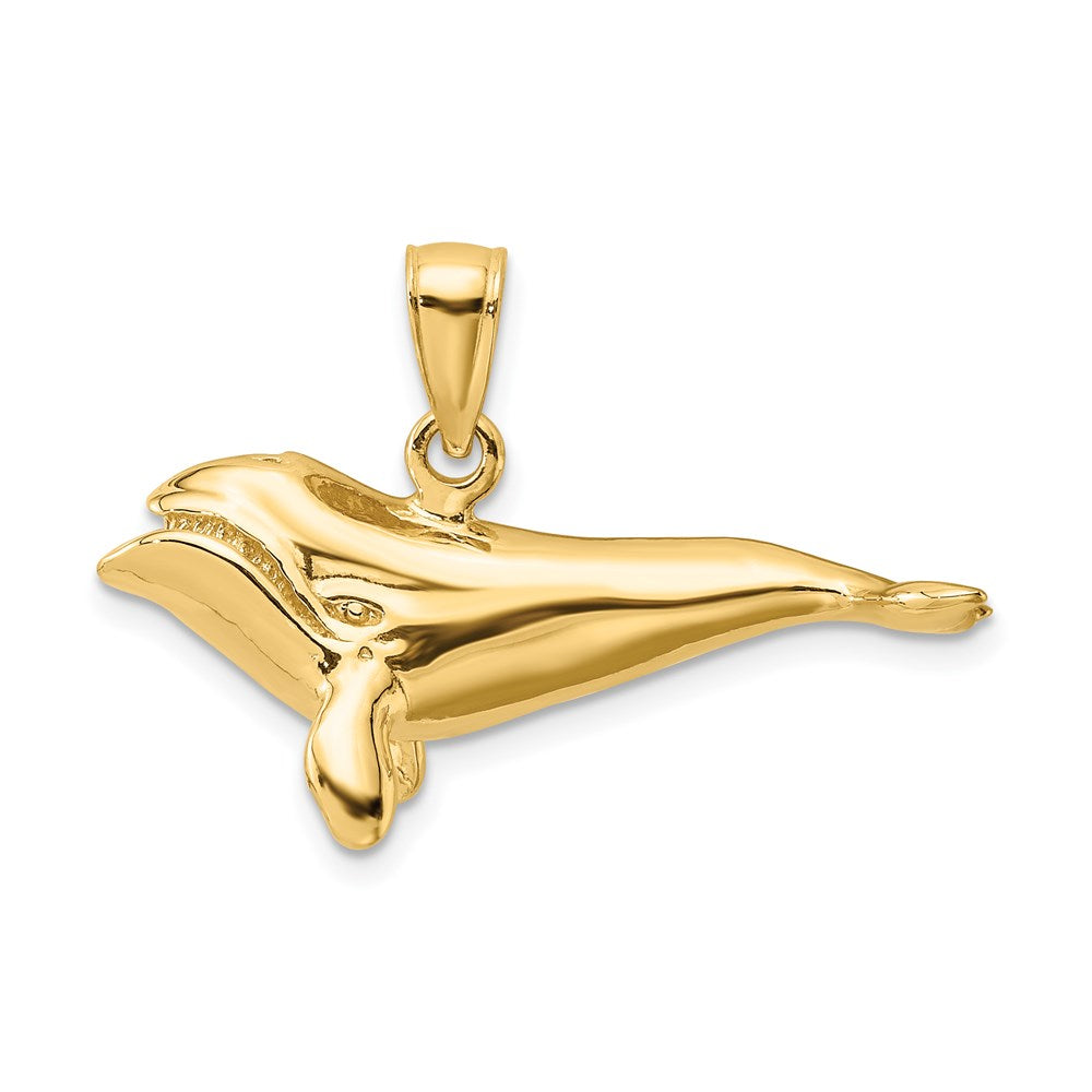 Million Charms 14K Yellow Gold Themed 3-D High Polished Bowhead Whale Charm
