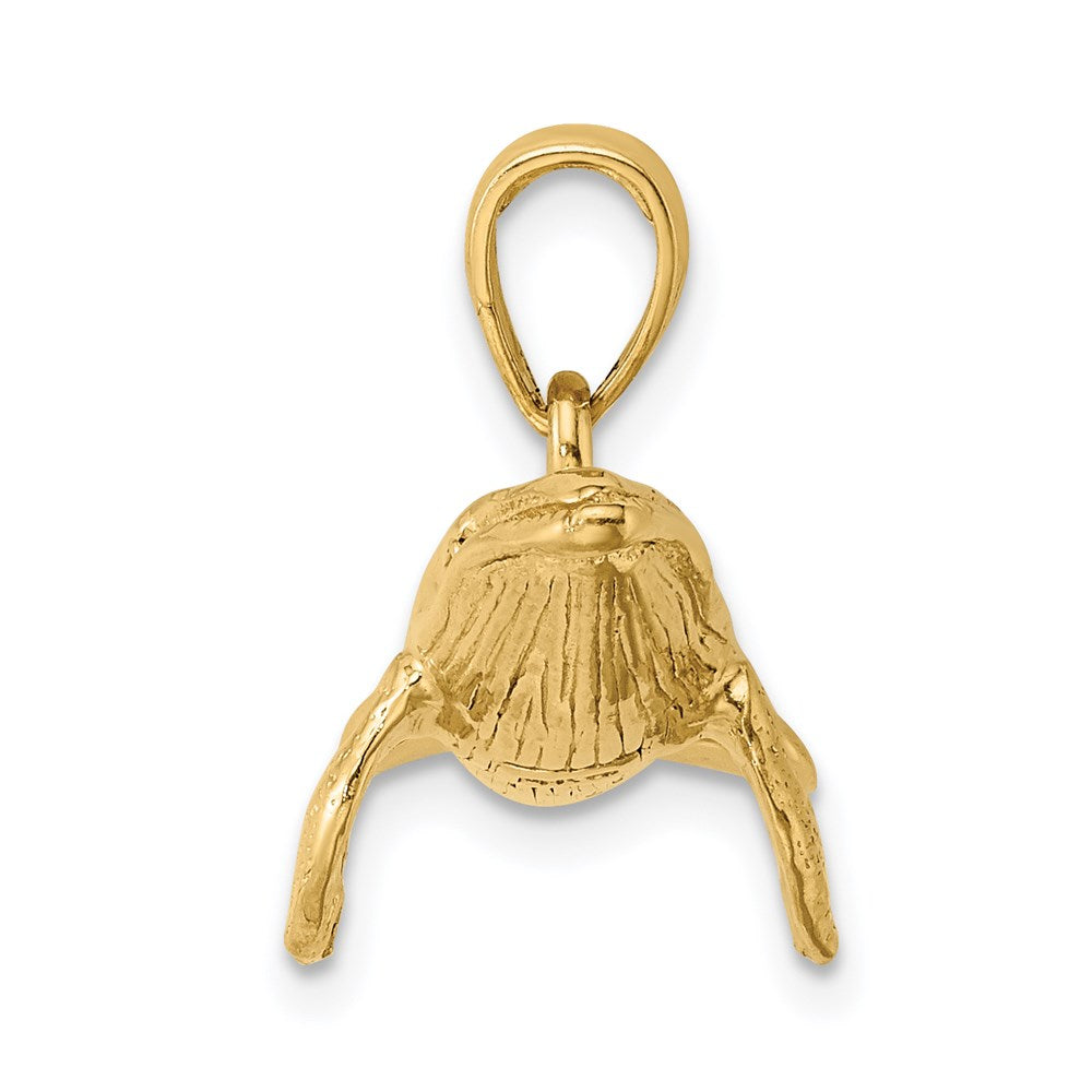 Million Charms 14K Yellow Gold Themed 3-D Textured Underside Humpback Whale Charm