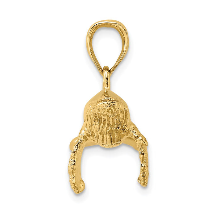 Million Charms 14K Yellow Gold Themed 3-D Textured Underside Humpback Whale Charm