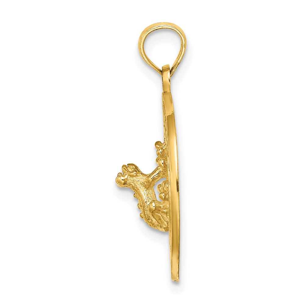Million Charms 14K Yellow Gold Themed Sanibel Round Frame With Frog Charm