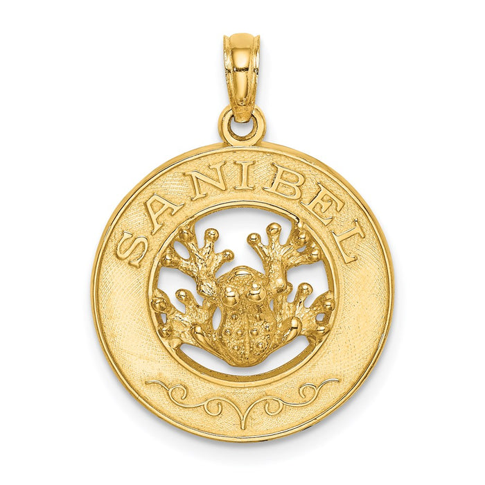 Million Charms 14K Yellow Gold Themed Sanibel Round Frame With Frog Charm