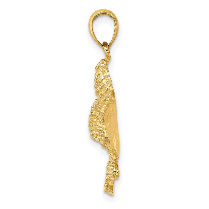 Million Charms 14K Yellow Gold Themed 2-D Textured Spotted Eagle Ray Charm