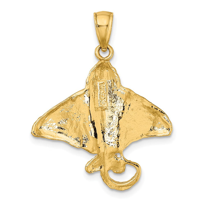 Million Charms 14K Yellow Gold Themed 2-D Textured Spotted Eagle Ray Charm