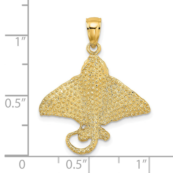 Million Charms 14K Yellow Gold Themed 2-D Textured Spotted Eagle Ray Charm