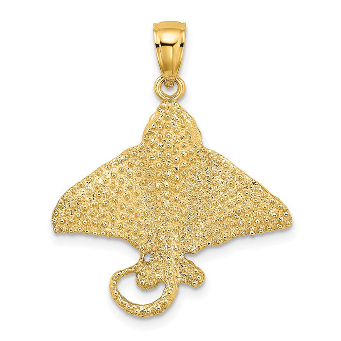 Million Charms 14K Yellow Gold Themed 2-D Textured Spotted Eagle Ray Charm