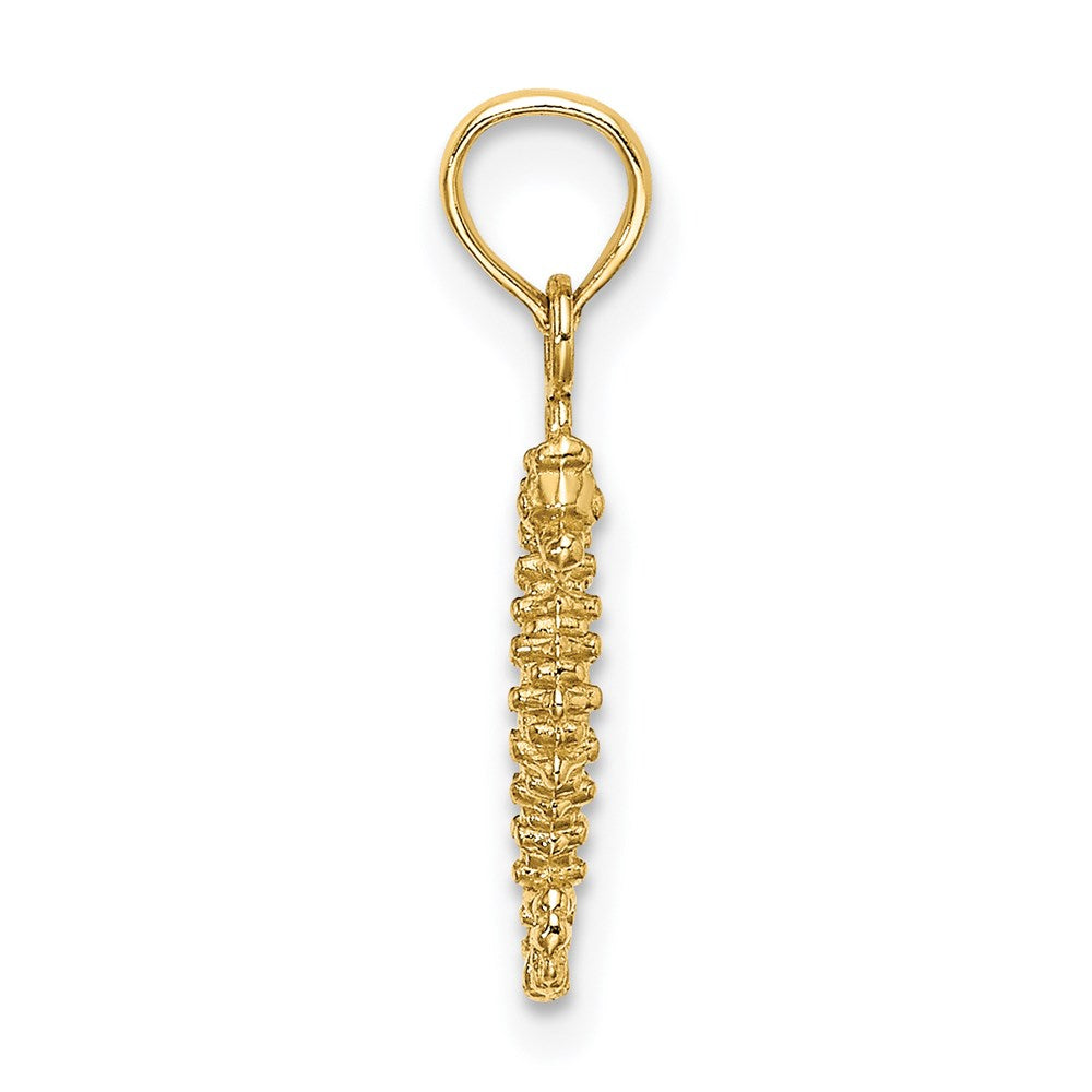 Million Charms 14K Yellow Gold Themed 3-D Mini Nautical Seahorse Charm