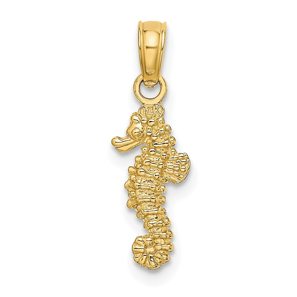 Million Charms 14K Yellow Gold Themed 3-D Mini Nautical Seahorse Charm