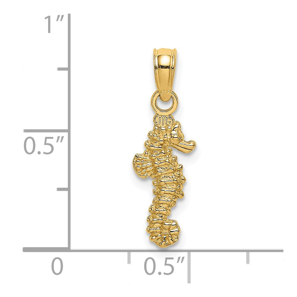 Million Charms 14K Yellow Gold Themed 3-D Mini Nautical Seahorse Charm