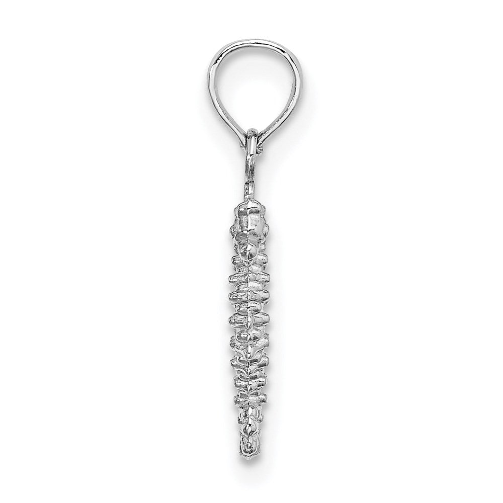 Million Charms 14K White Gold Themed 3-D Mini Nautical Seahorse Charm