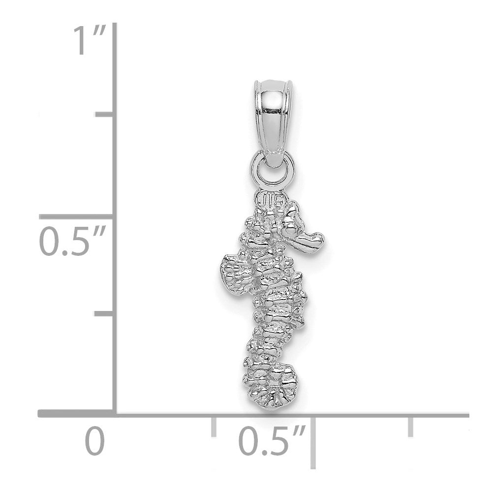 Million Charms 14K White Gold Themed 3-D Mini Nautical Seahorse Charm