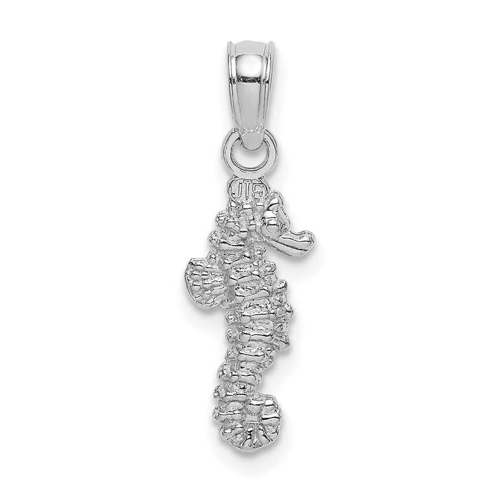 Million Charms 14K White Gold Themed 3-D Mini Nautical Seahorse Charm