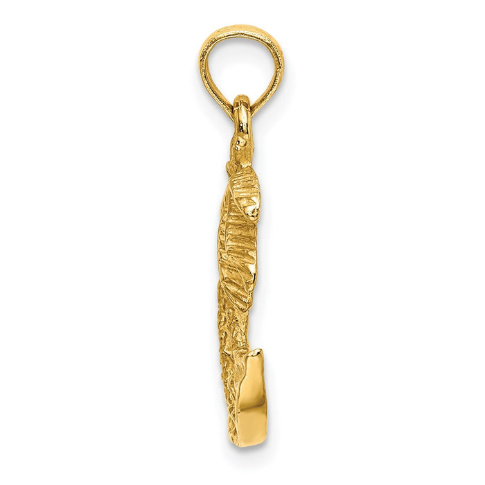 Million Charms 14K Yellow Gold Themed 2-D Palm Trees On Island Charm