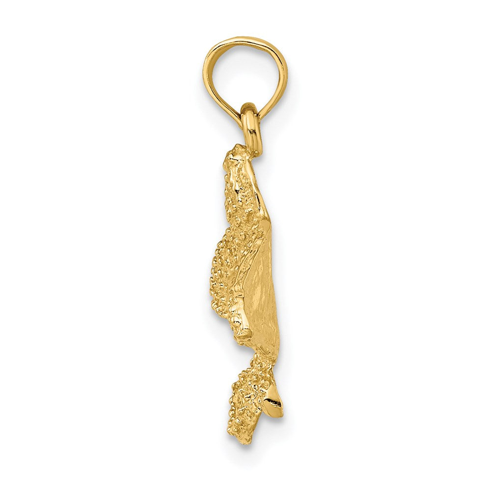 Million Charms 14K Yellow Gold Themed 2-D & Textured Spotted Eagle Ray Charm