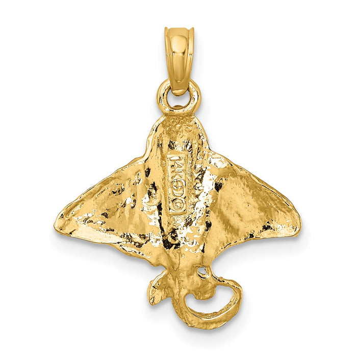 Million Charms 14K Yellow Gold Themed 2-D & Textured Spotted Eagle Ray Charm